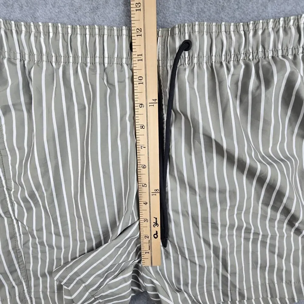 NWT H&M Mens Medium Striped Swim Shorts with Drawstring and Pockets